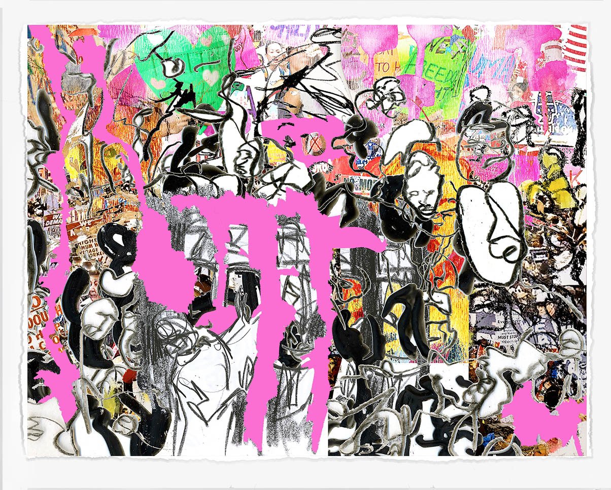 Protest with Veins 19,
2022, 
lithograph screenprint and cut paper,
28 x 36 in