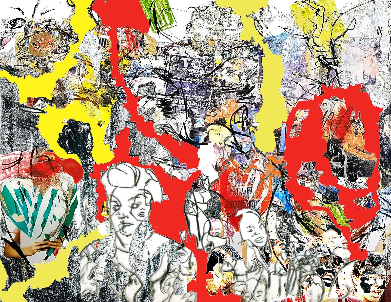 Protest with Veins 4,
2023,
lithograph screenprint and cut paper,
28 x 36 inches