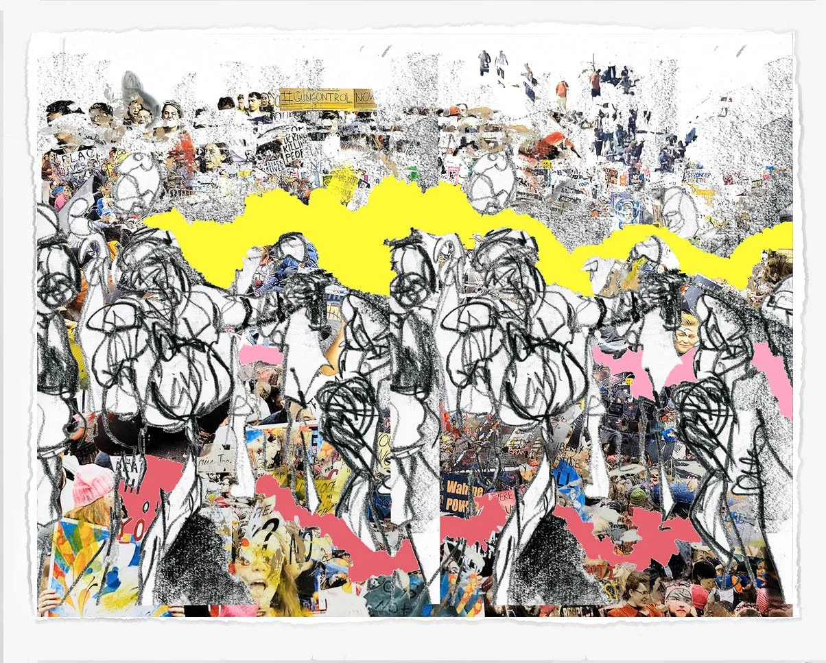 Protest with Veins 7,
2022, 
lithograph screenprint and cut paper,
28 x 36 in