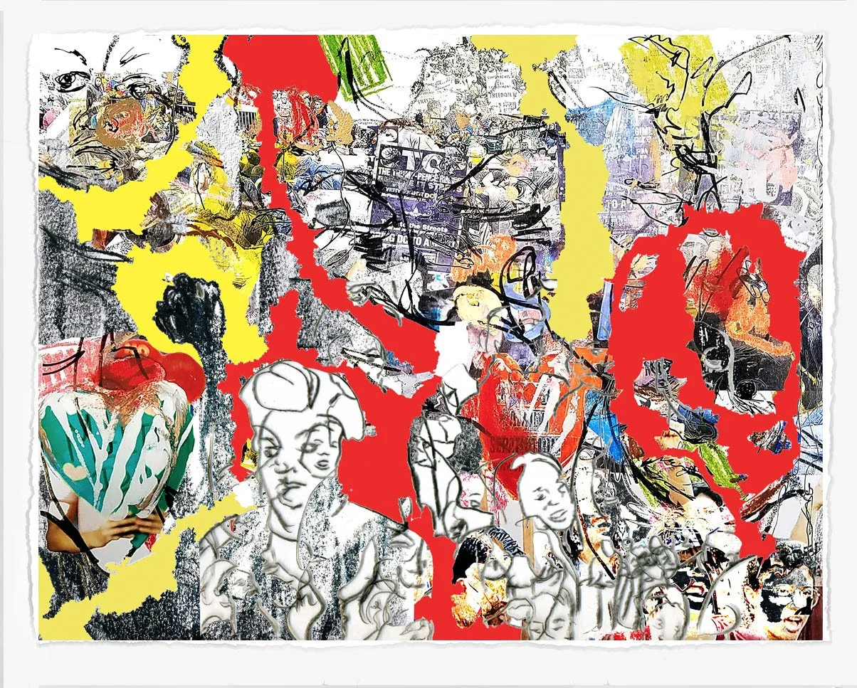 Protest with Veins 4,
2022, 
lithograph screenprint and cut paper,
28 x 36 in