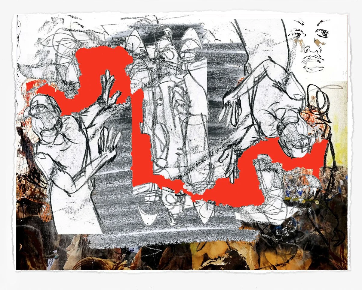 Protest with Veins 28,
2025, 
lithograph, screenprint, and cut paper,
28 x 36 in