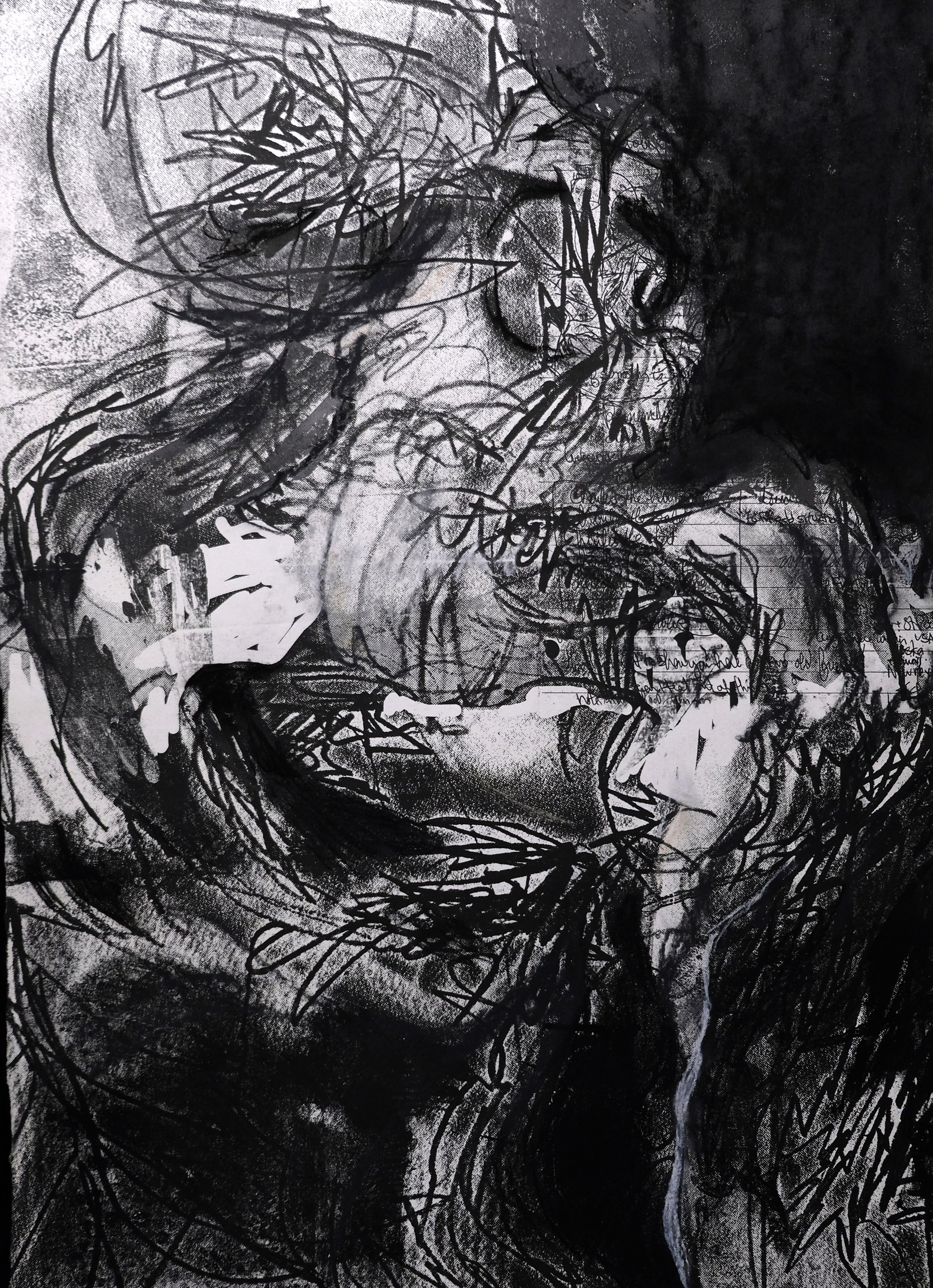 Deteriorate 7, 2006, Lithograph charcoal and ink, 22 x 30 in