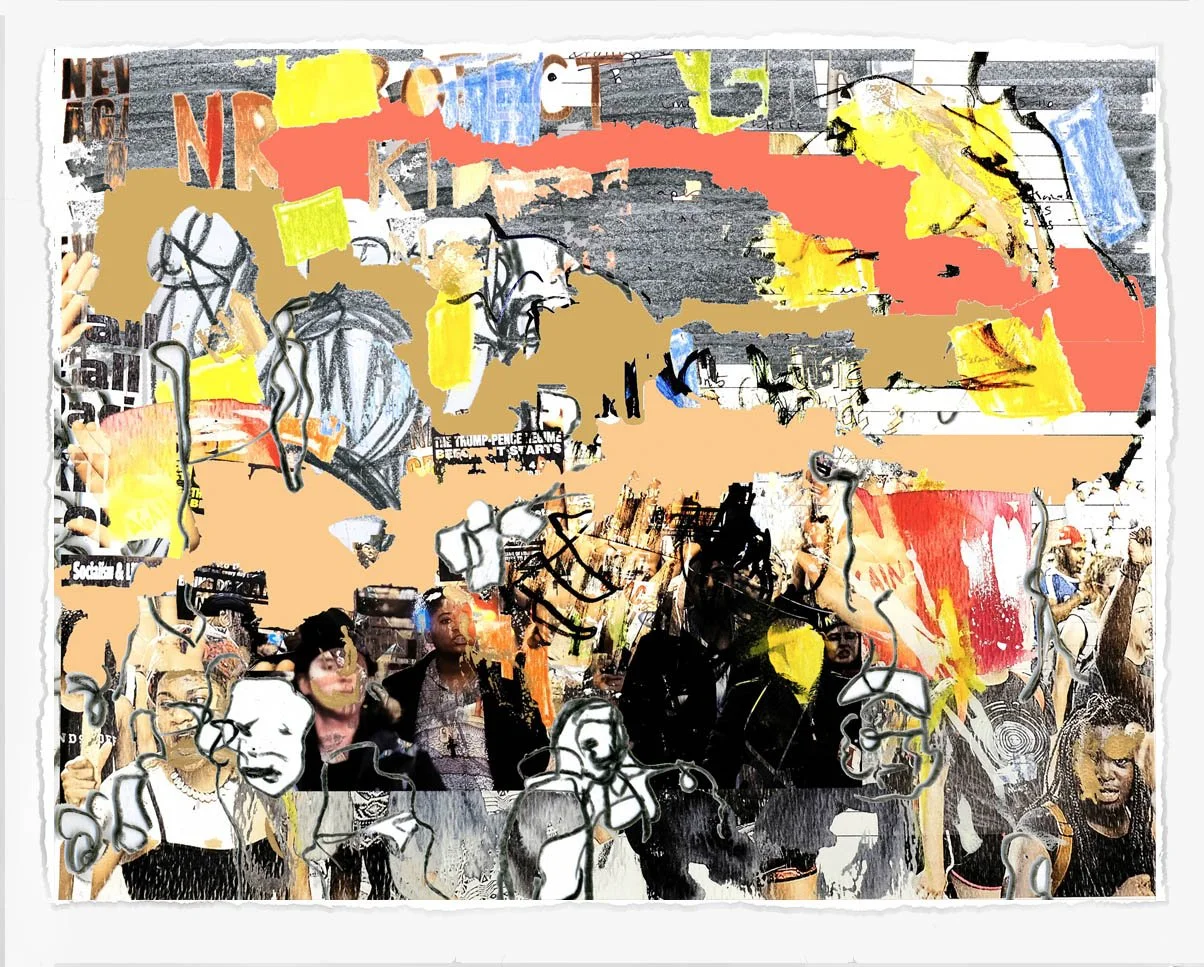 Protest with Veins 6,
2022, 
lithograph screenprint and cut paper,
28 x 36 in