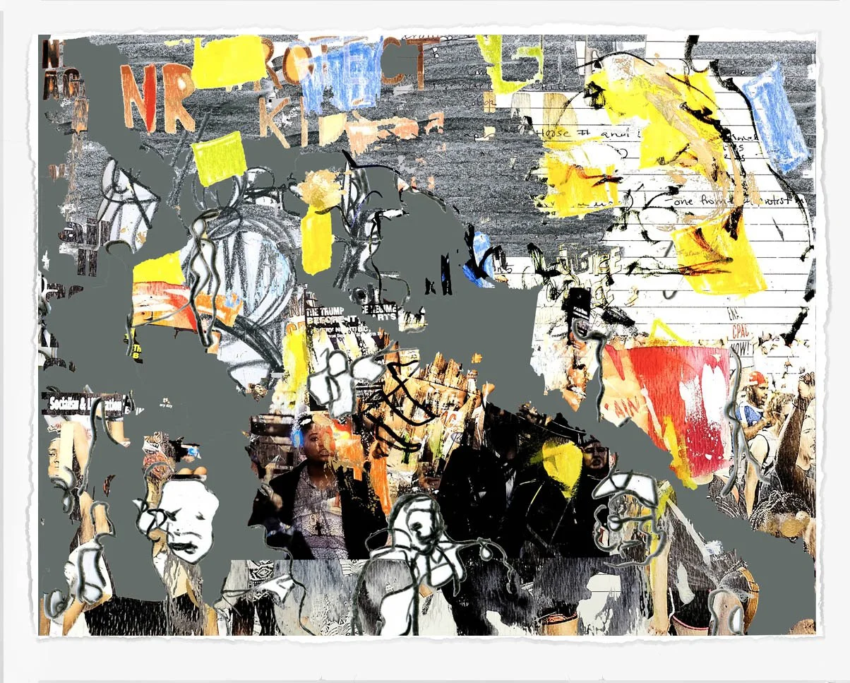 Protest with Veins 13,
2024, 
lithograph screenprint and cut paper,
28 x 36 in