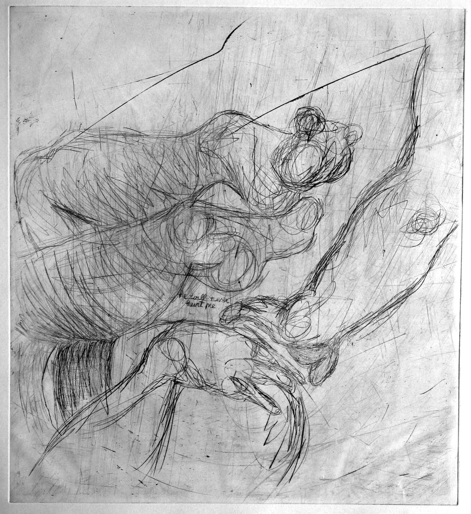 More than me 5, 2008, Drypoint on BFK, 20 x 30 in