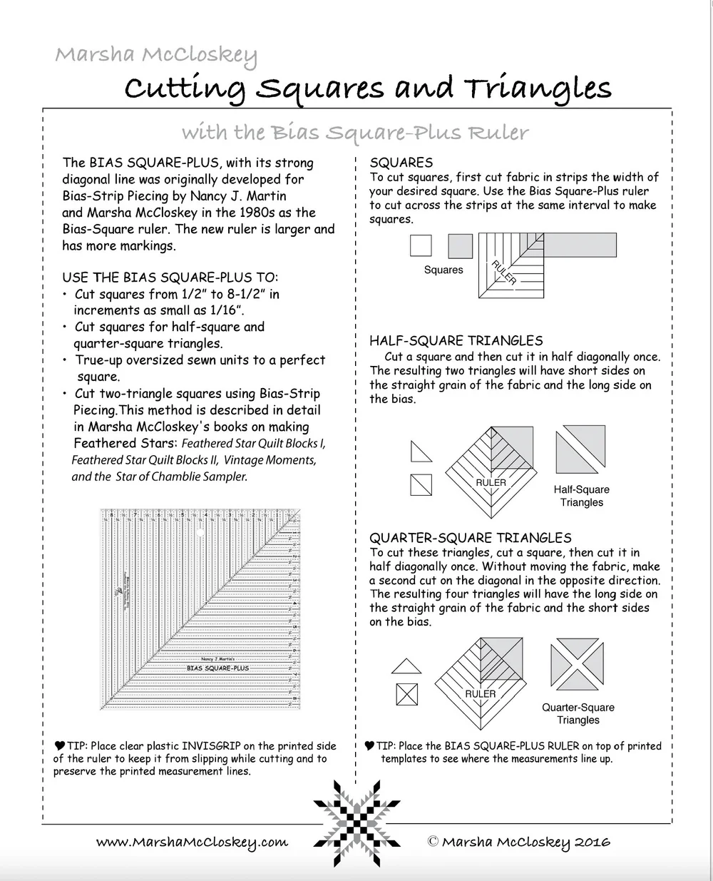 Bias Square-Plus Ruler — Feathered Star Productions