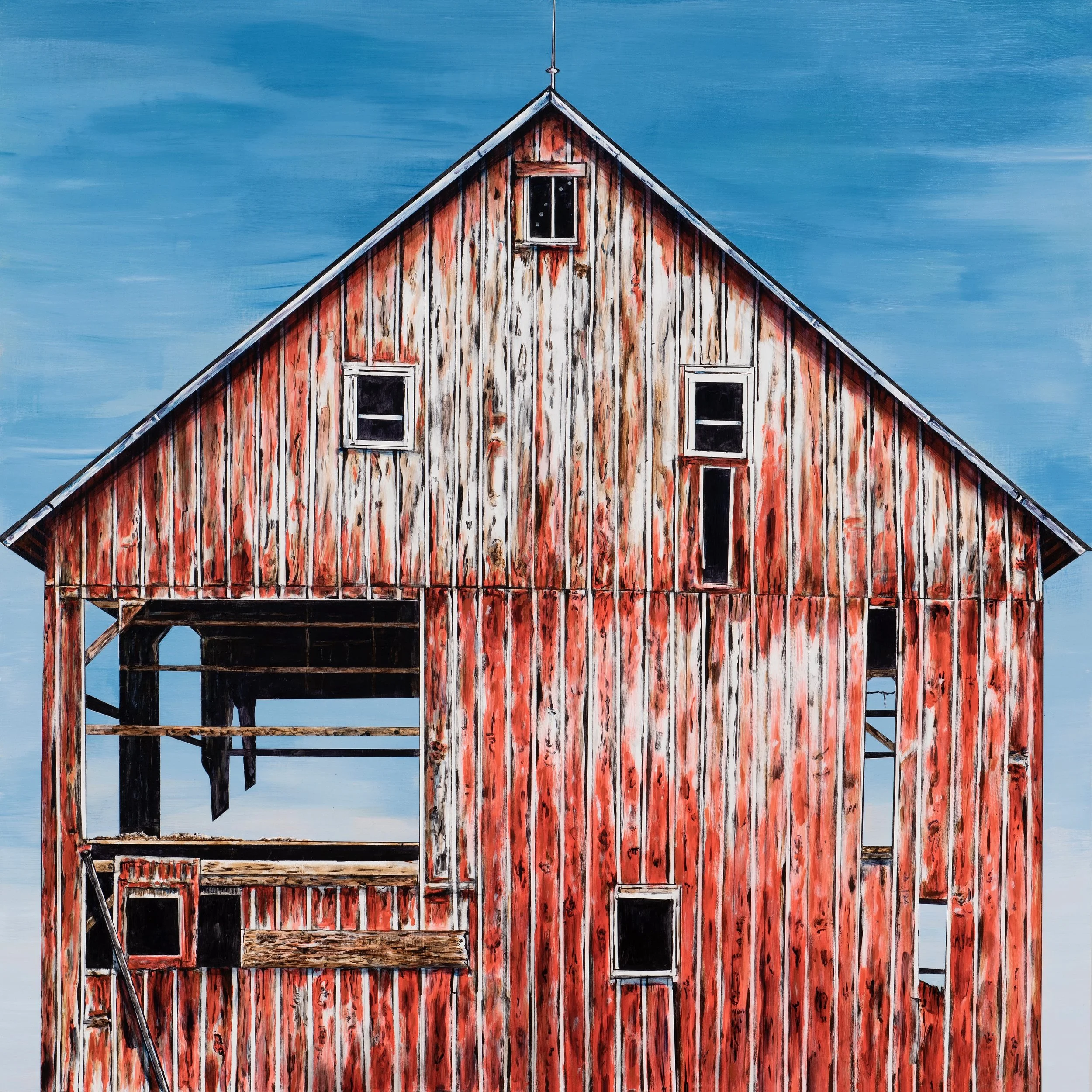 Bill Stamats, Old River Rd. 2023. Acrylic on Wood Panel.