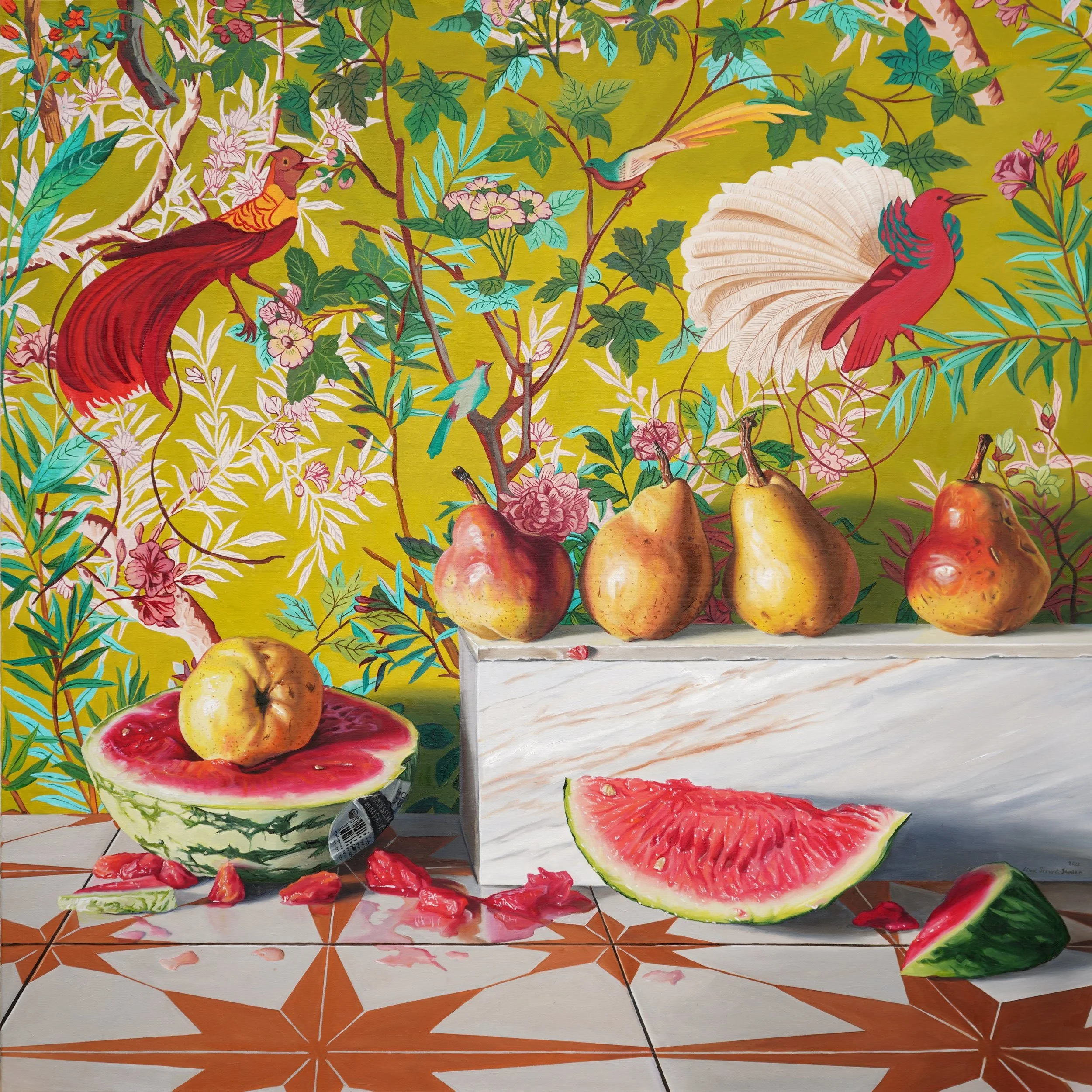 Denise Stewart-Sanabria, Marco Polo Pool Party. 2022. Oil on Linen.