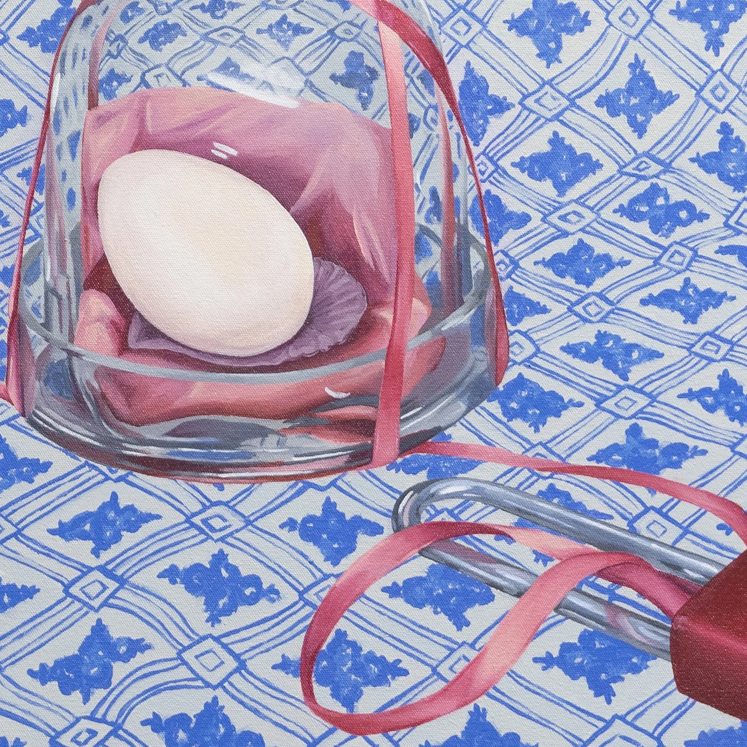Jo Garrison, Egg and Lock. 2022. Acrylic on Canvas.