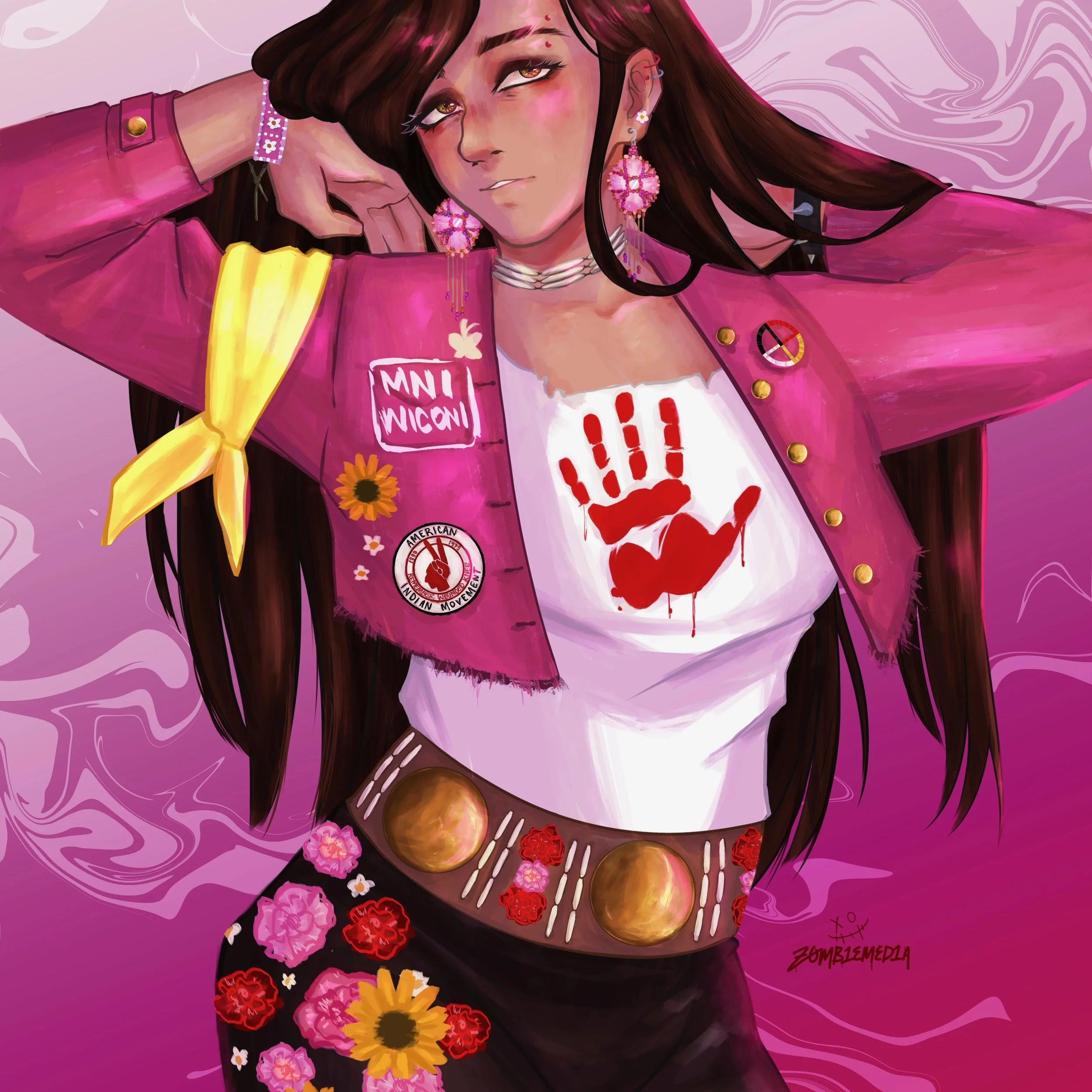 Mikayla "Maiki" Ghost Bear, Pink Sage. 2023. Digital.