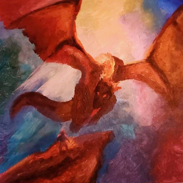 Mia Mullinax, Looking Into the Face of Impending Doom. 2023. Acrylic on Canvas.