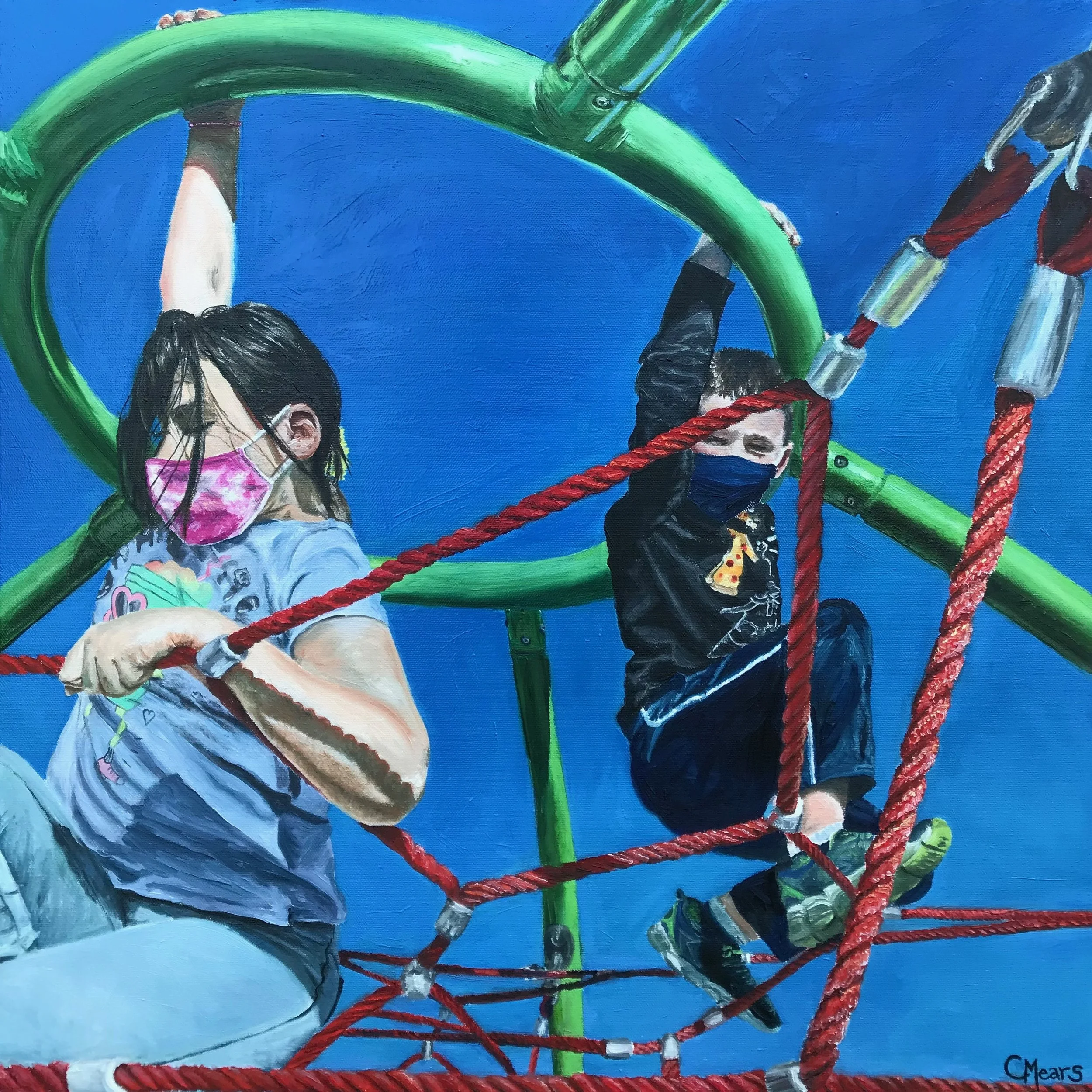 Clare Mears Stefanini, Pizza Ninja. 2021. Oil.