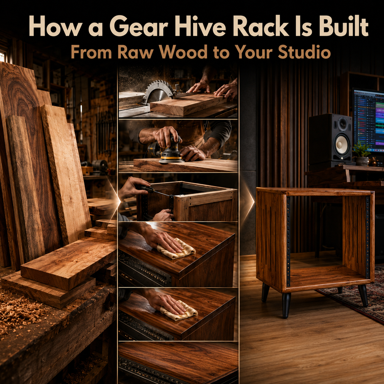 How a Gear Hive Rack Is Built — From Raw Wood to Your Studio
