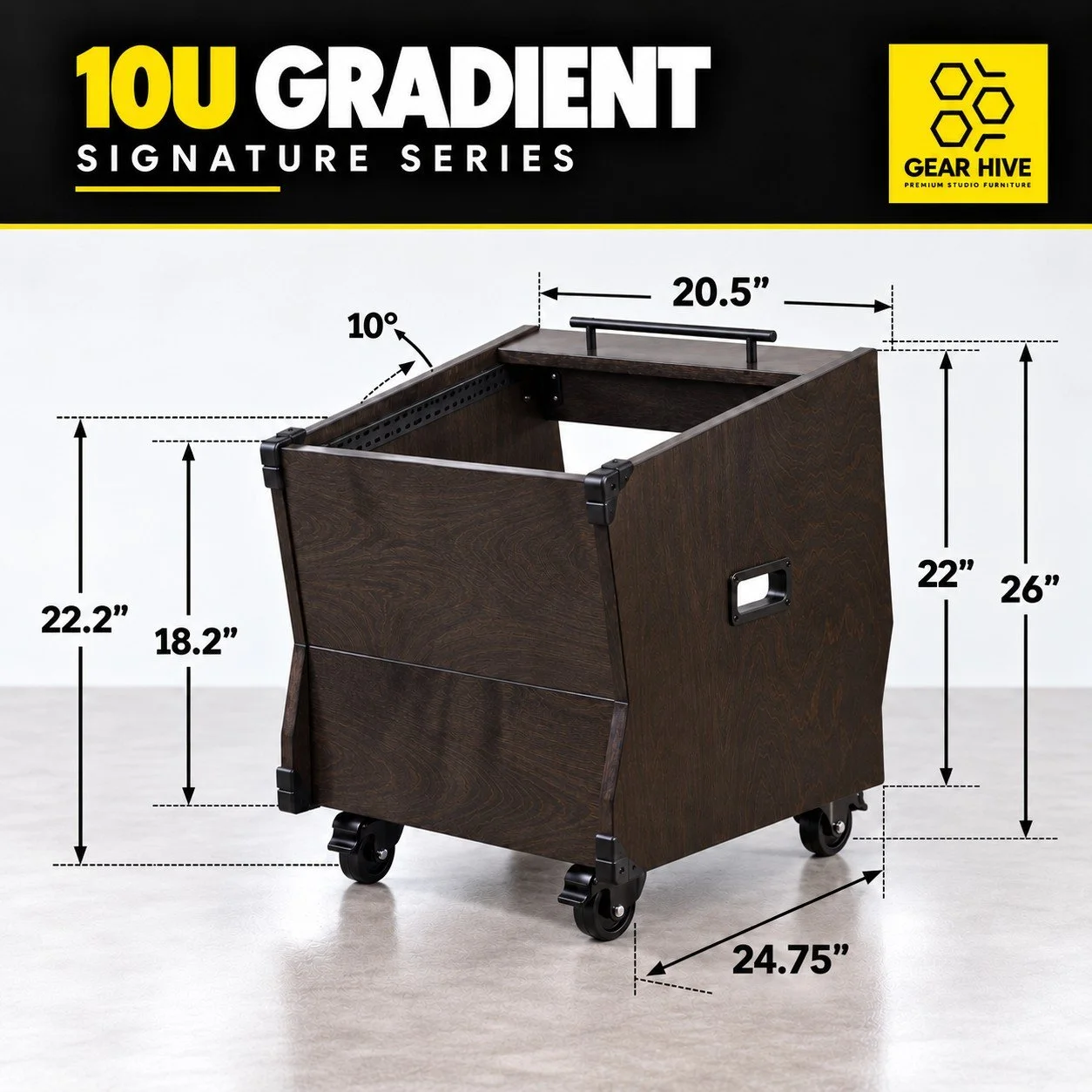 10U Gradient wood studio rack dimensions — Gear Hive Signature Series