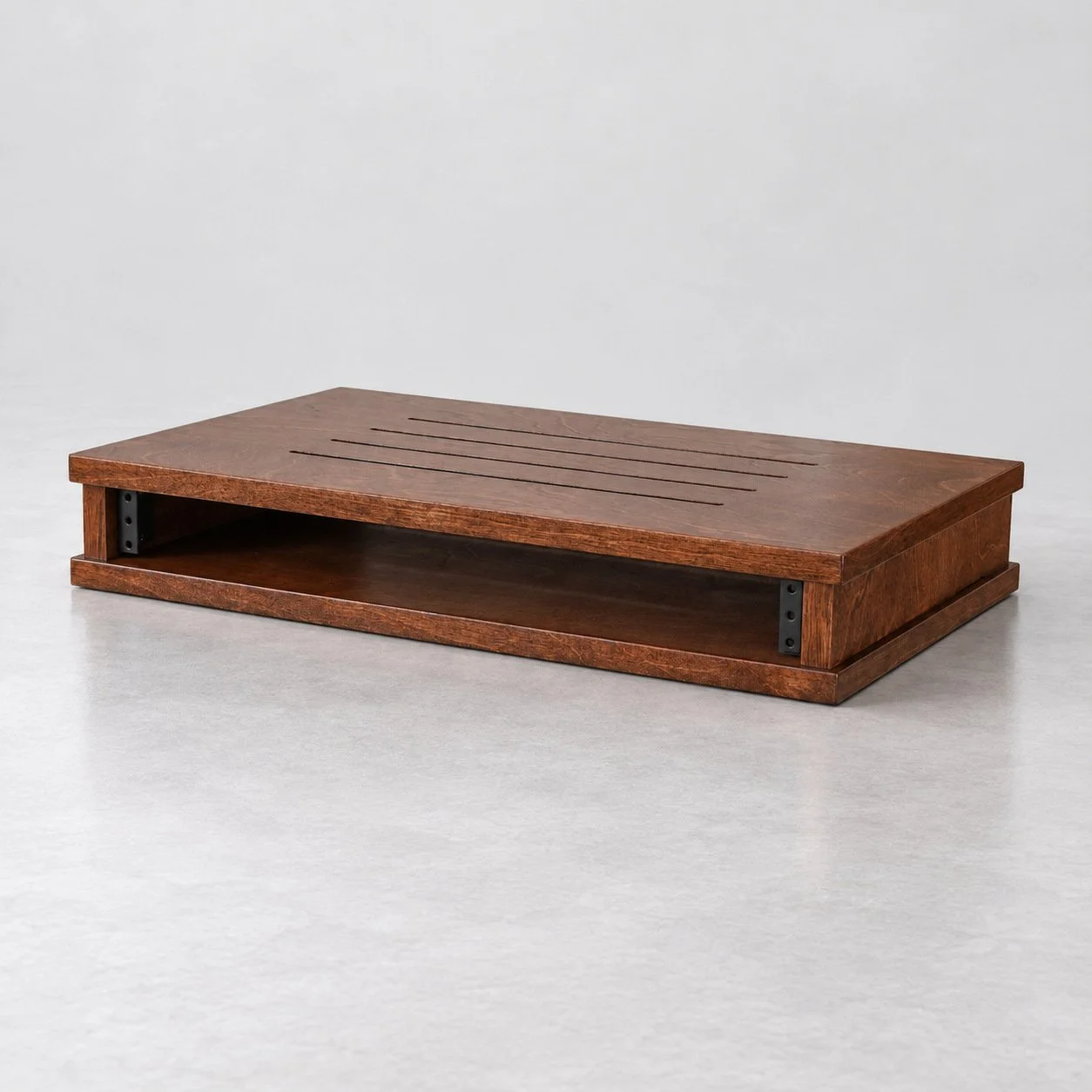 Single straight Carrington 1U wood studio rack with top vents — Gear Hive Traditional Racks