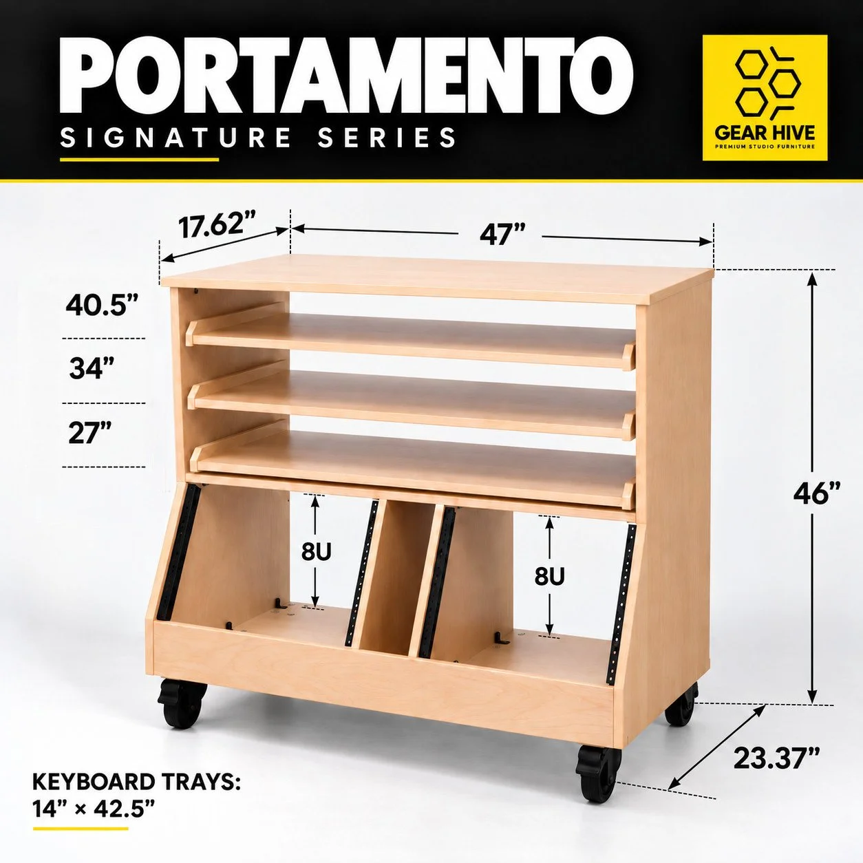 Portamento natural premium studio keyboard-rack combo dimensions — Gear Hive Signature Series