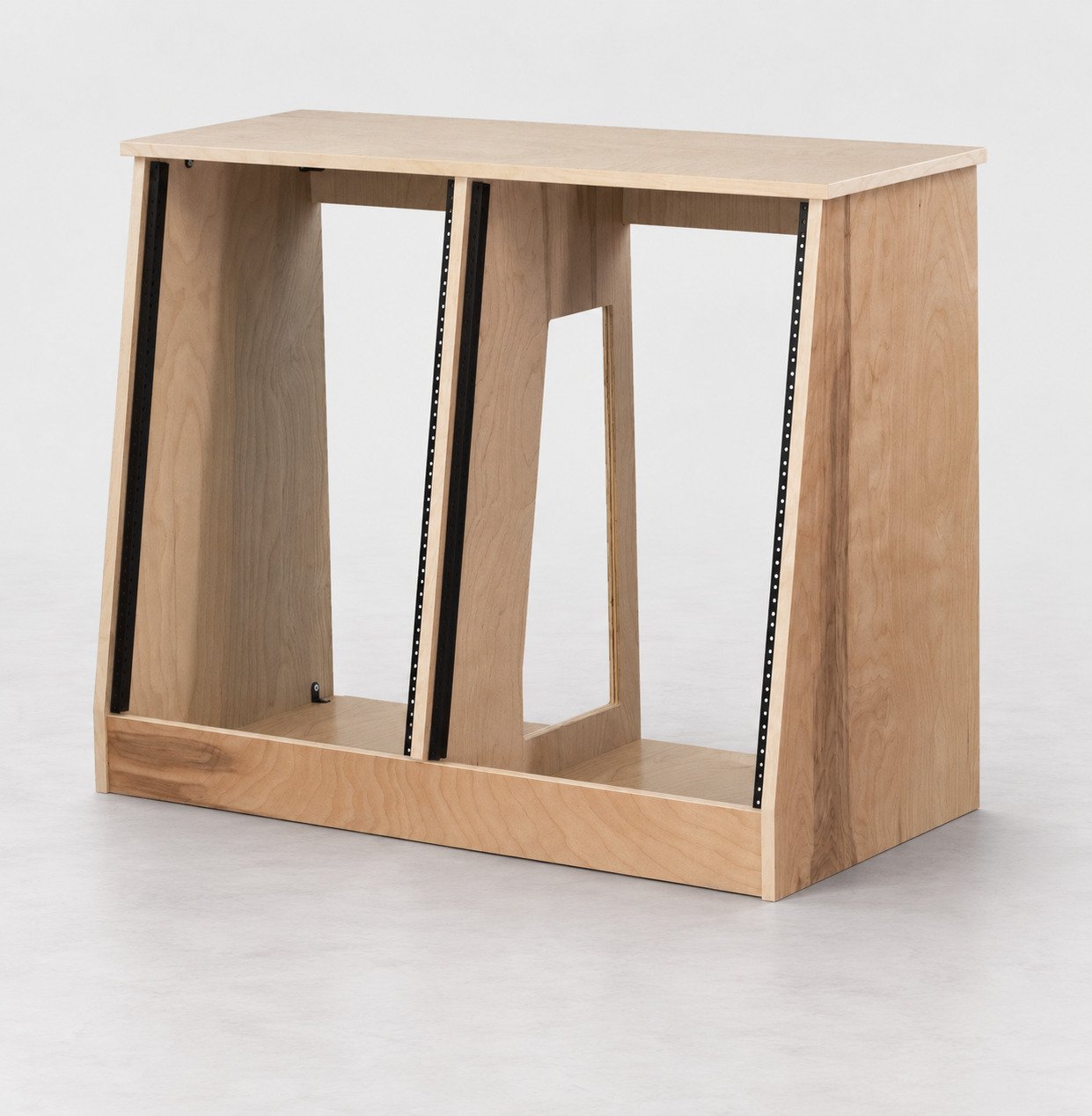Dual slanted Natural 2x16U wood studio rack — Gear Hive Traditional Racks