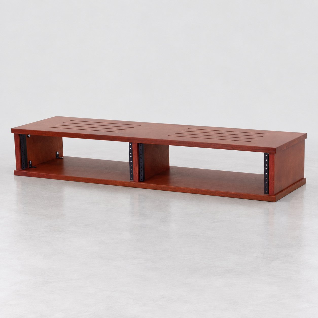 Dual straight Carrington 2x3U wood studio rack with top vents — Gear Hive Traditional Racks