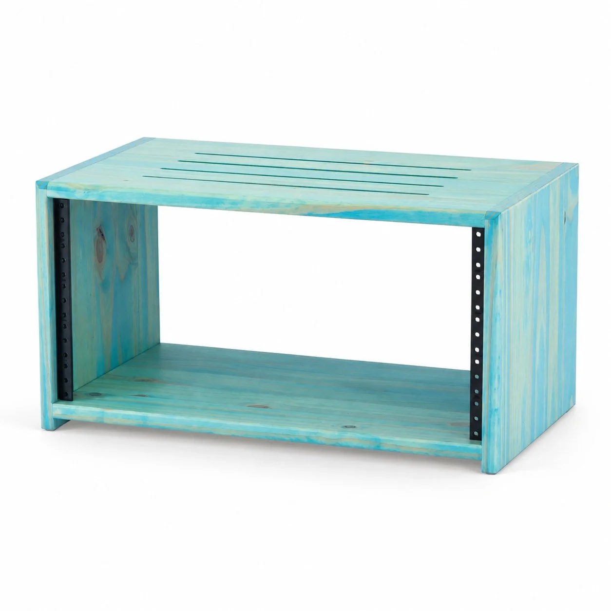 Vintage Aqua solid wood studio rack 5U with top vents, 12" depth — Gear Hive Classic Collection