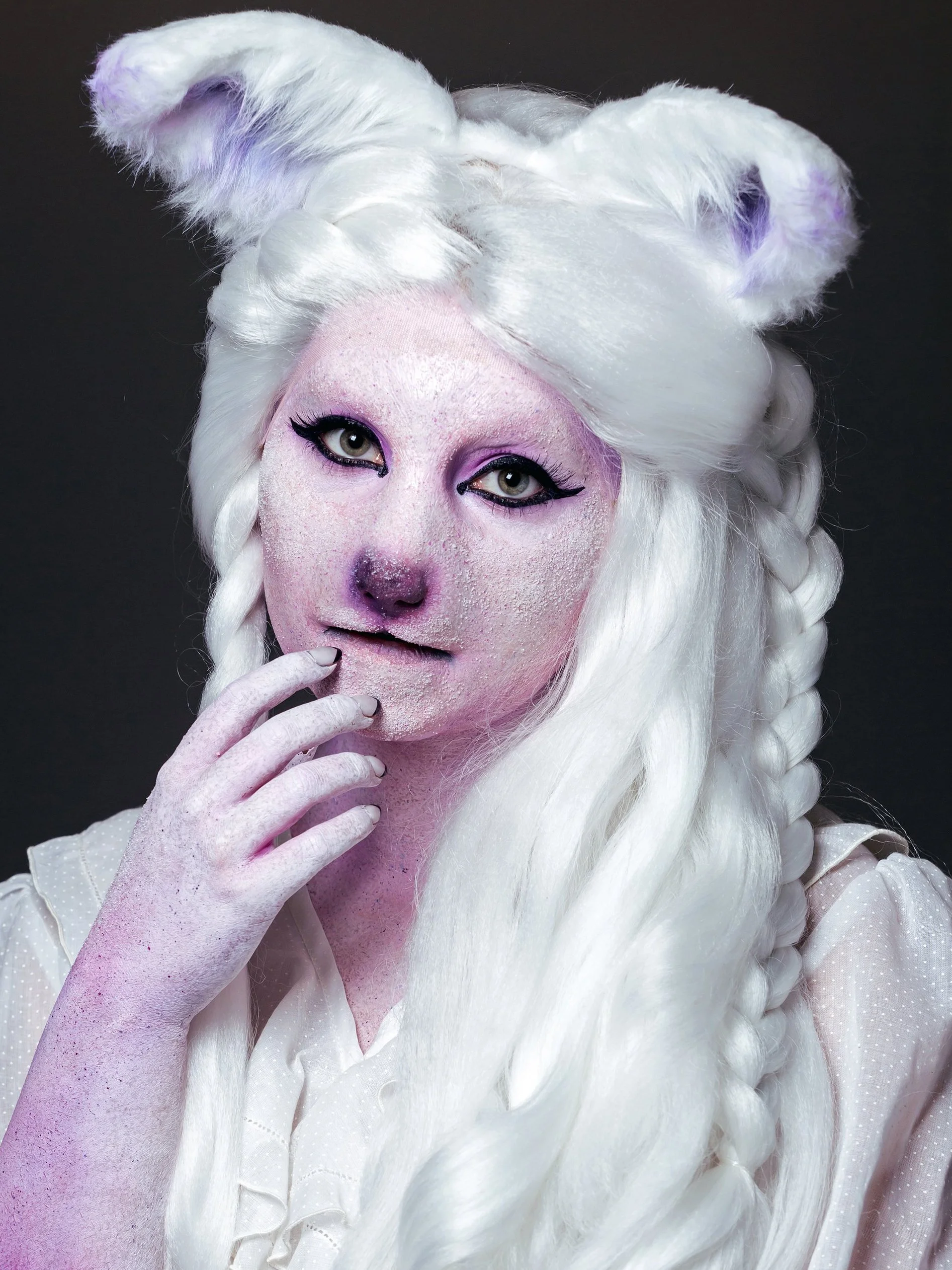 Fabricated and applied foam latex prosthetics.
Styled and applied lace front wig.
Applied and sculpted gel nails.