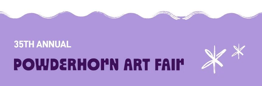Purple banner with white text reading "35th Annual Powderhorn Art Fair" and simple white dragonfly illustrations. The Powderhorn Park Art Fair will take place in Minneapolis, Minnesota, from August 1st to August 2nd, 2026.