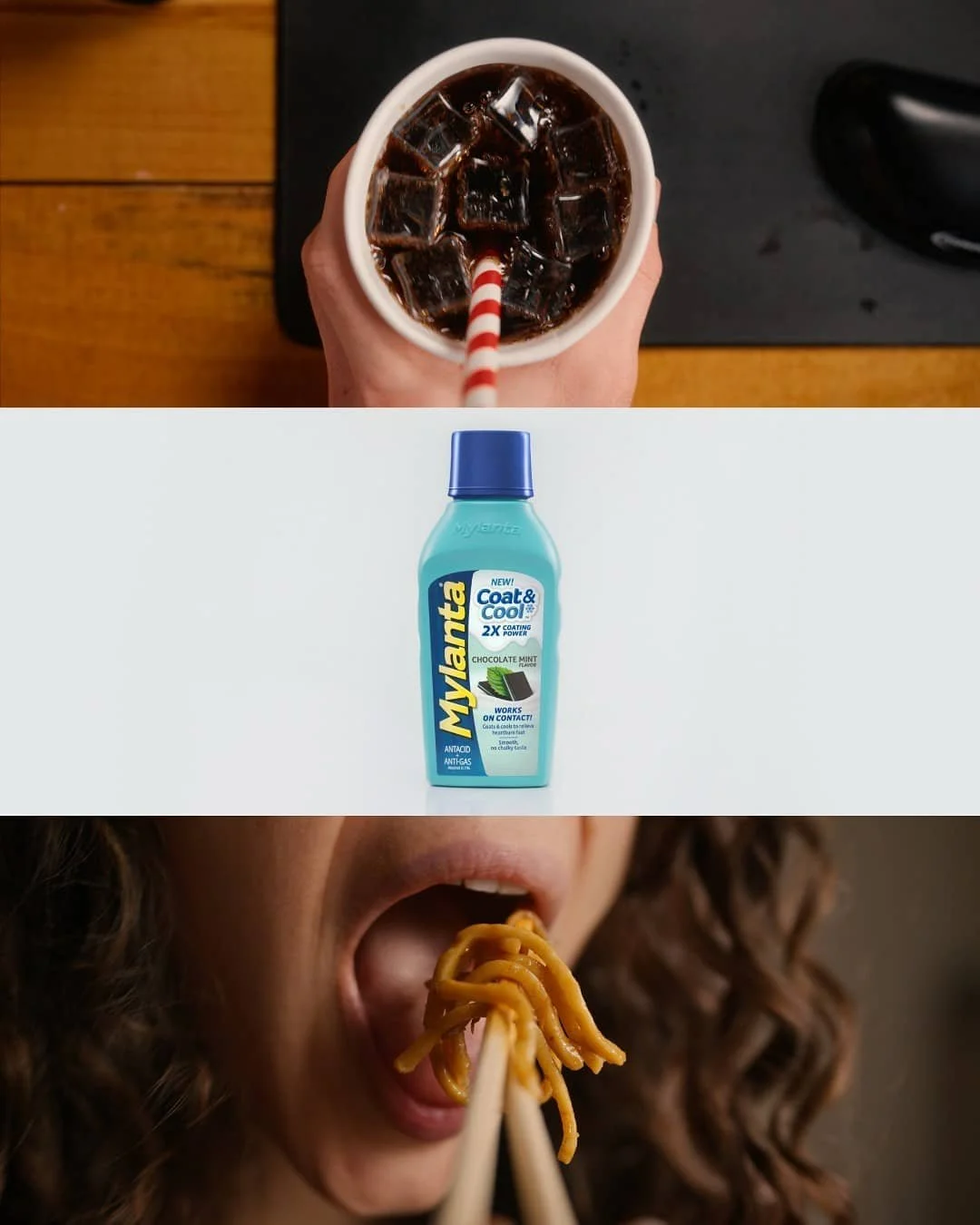 POV Food

For a recent Mylanta commercial, we wanted to really feel the food triggers for heartburn so I made a simple rig to give our moving camera the perspective of the food and drink as it was consumed. 

Sony Venice // Tokina Vista Primes
.
.
.
