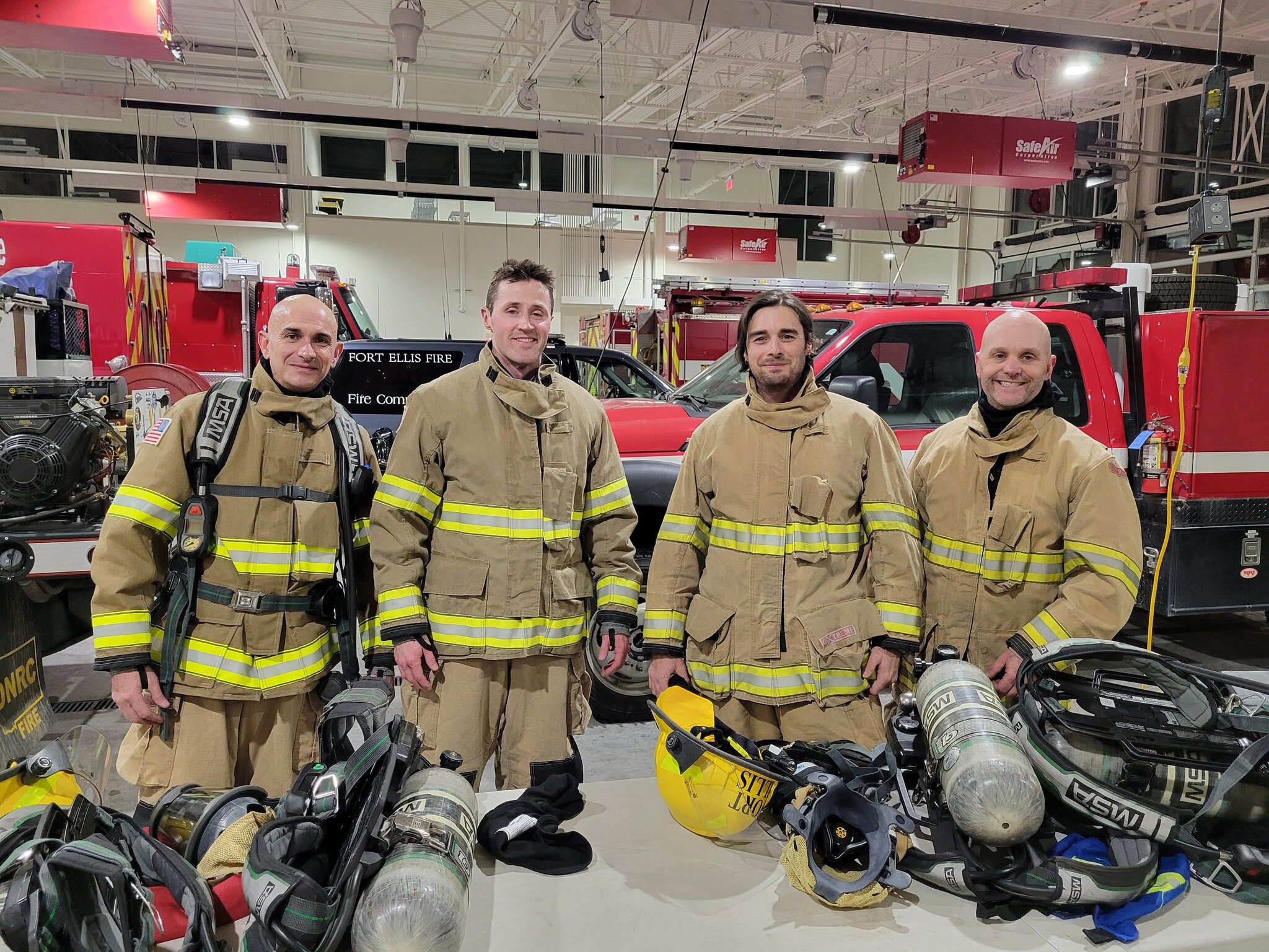 Fort Ellis Fire/Rescue welcomes its 2024 recruit class.  We are pleased that Bijan Fathy, Mark Braatz, Max Folley and John Vonk have joined the department.  They spent Monday night learning the ins and outs of self-contained breathing apparatus (SCBA
