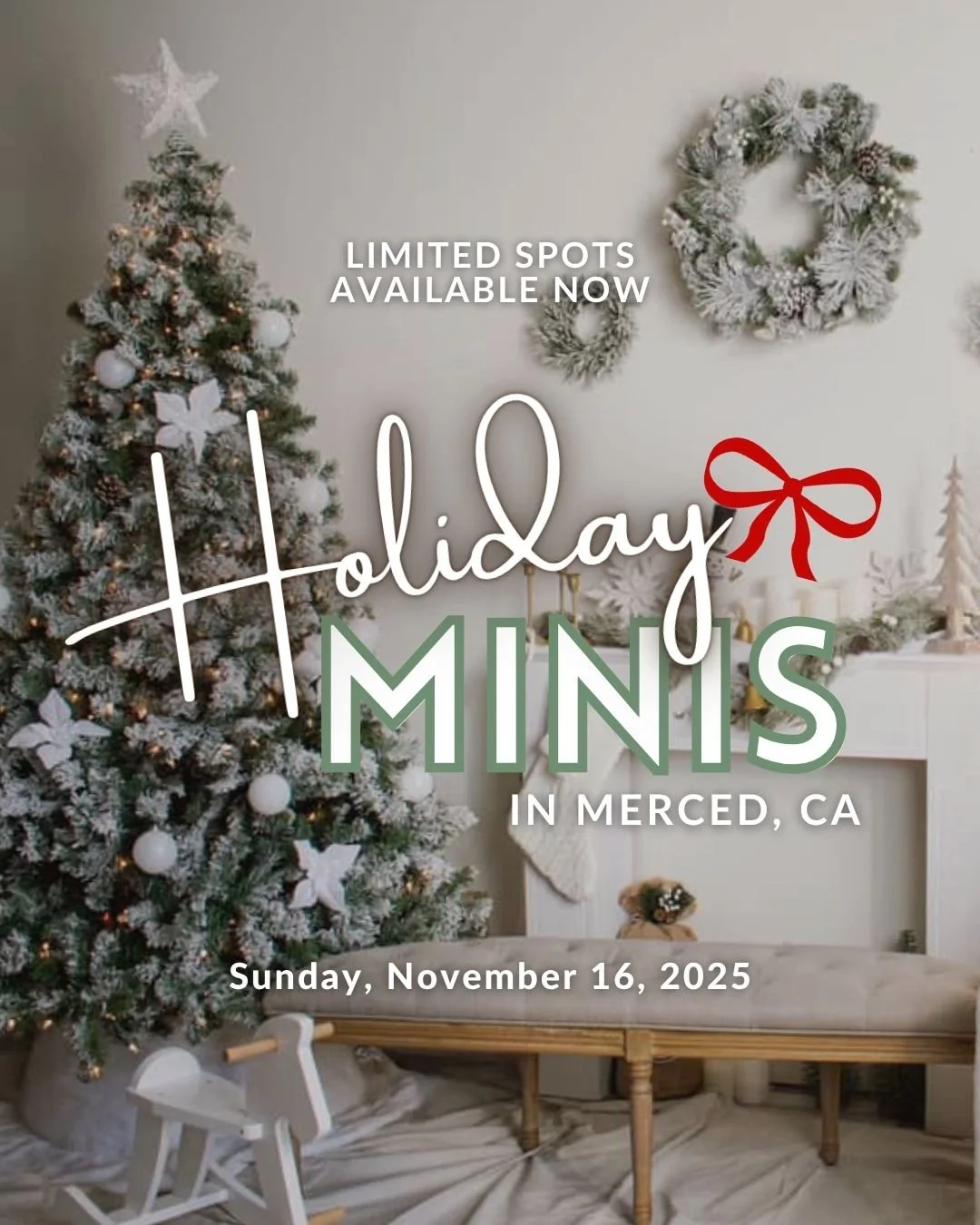 🎄 Holiday minis in at @studio17merced in Merced are here! 

[don't forget to share this with a friend and comment 'holiday' for booking details]

So excited to be hosting indoor holiday mini sessions for the 3rd year in a row at your local studio in