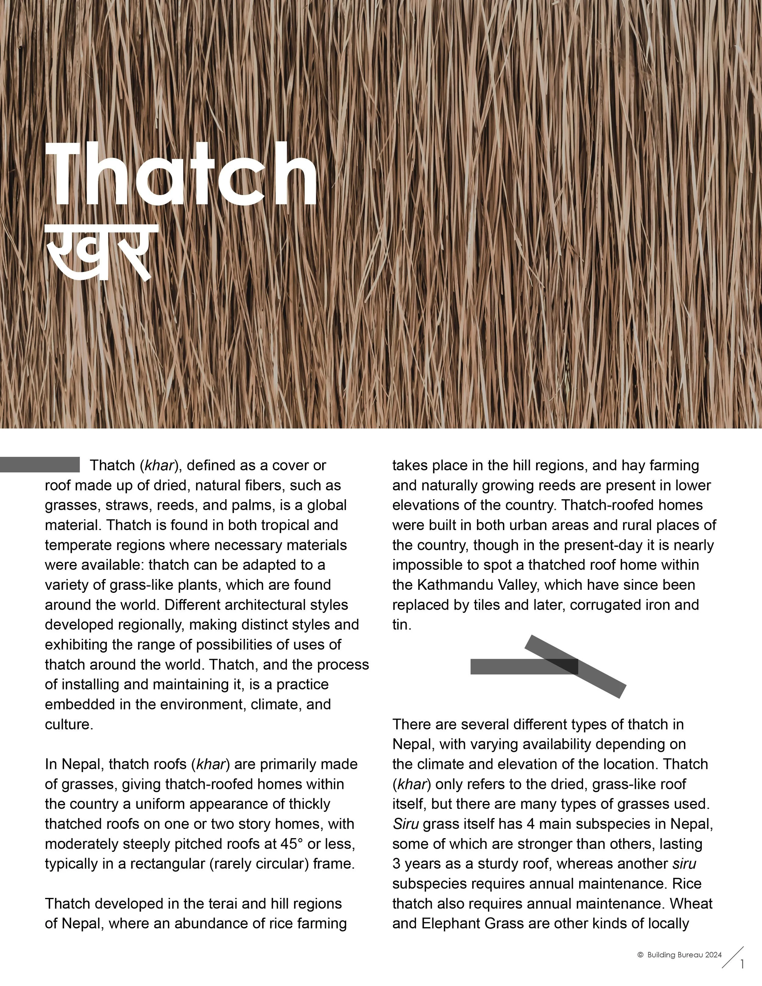 Introduction page from Building Bureau's research into thatch construction techniques.