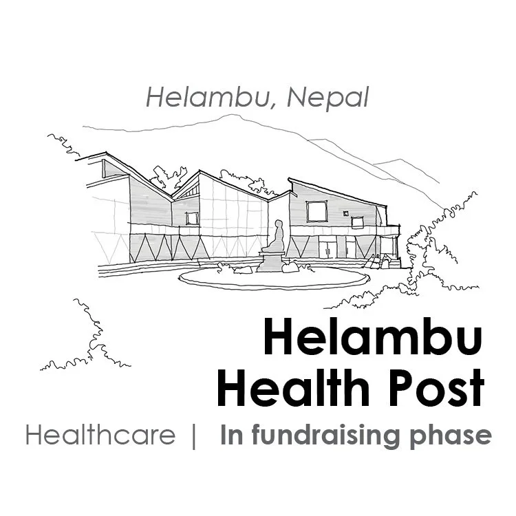 Line drawing icon of Helambu Health Post project in Nepal, a healthcare project currently under construction.