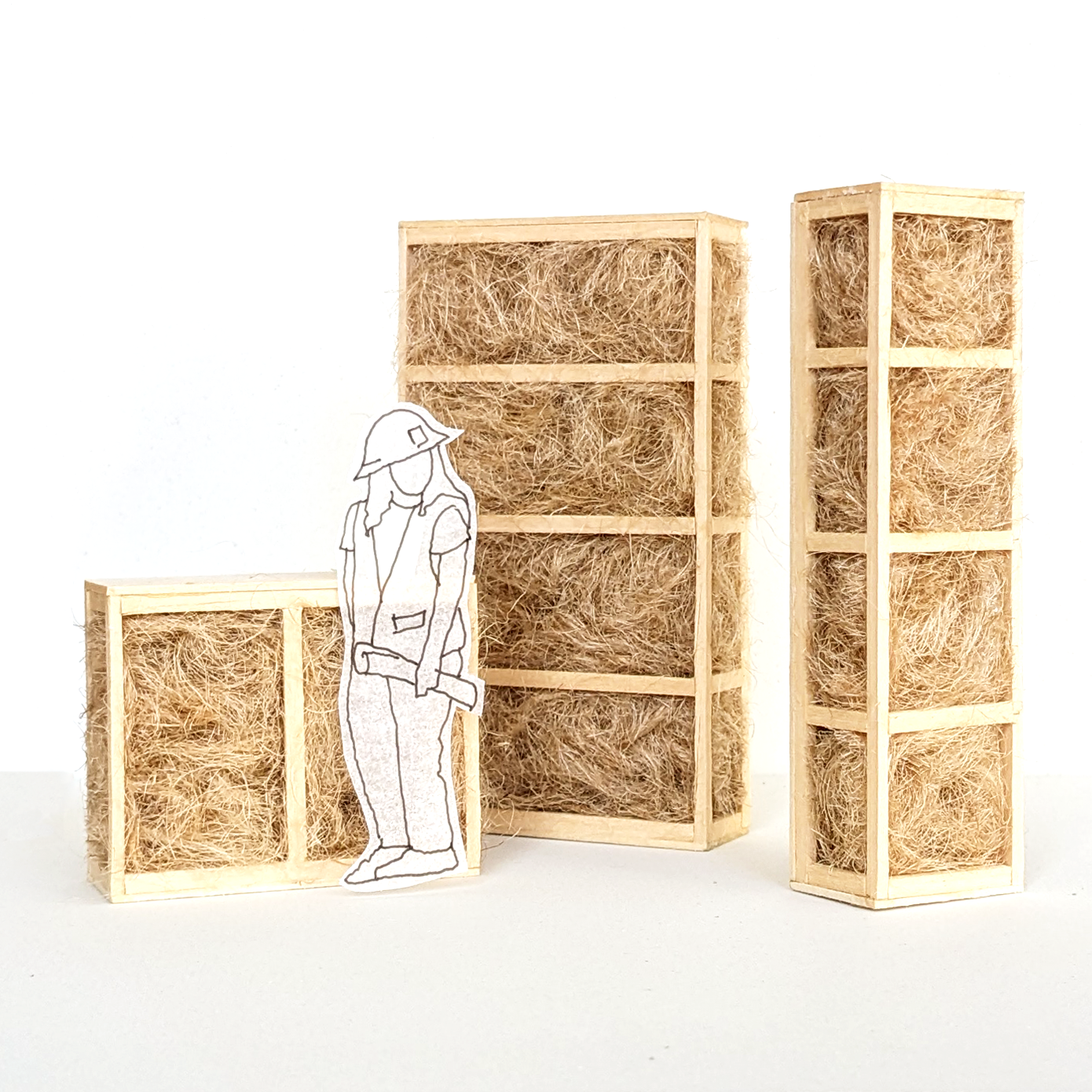 A model of the low-carbon, prefabricated straw panel construction of the Welcome House in Montana.