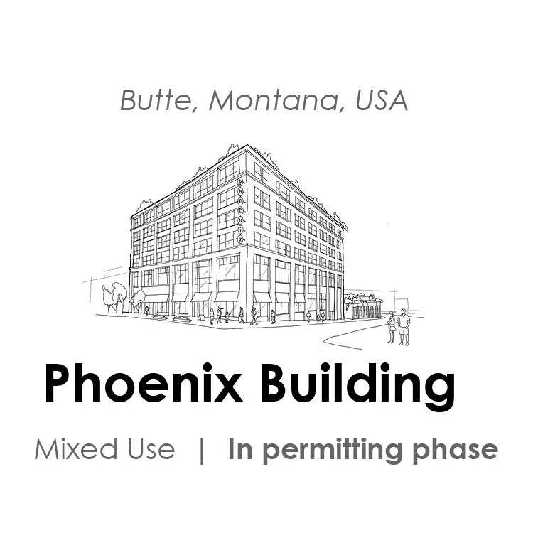 Icon of the Phoenix Building, a historic mixed-use structure in Uptown Butte, Montana.