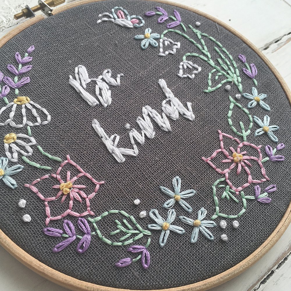 Be Kind Craft Kit, DIY Embroidery Kit, Beginner Embroidery Craft