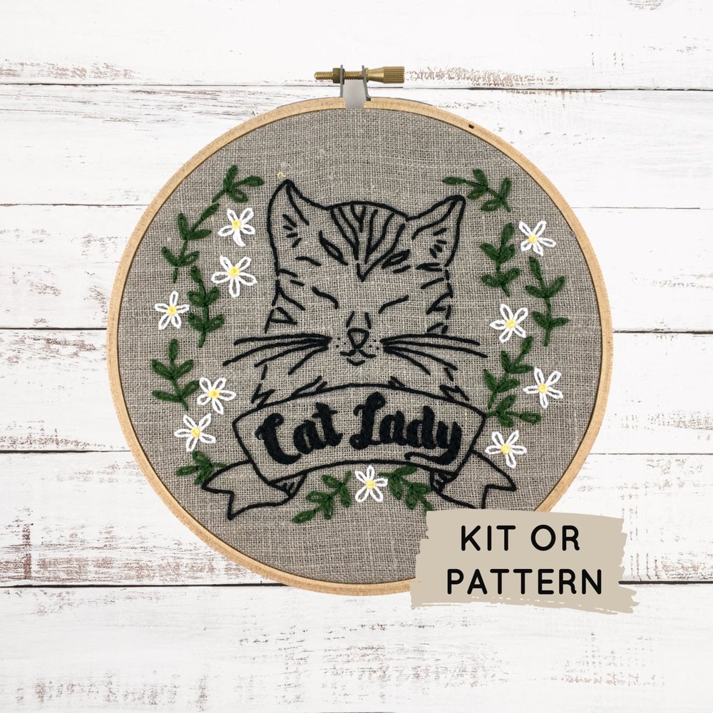 Modern Embroidery Kit: Cat Lady — I Heart Stitch Art: Beginner