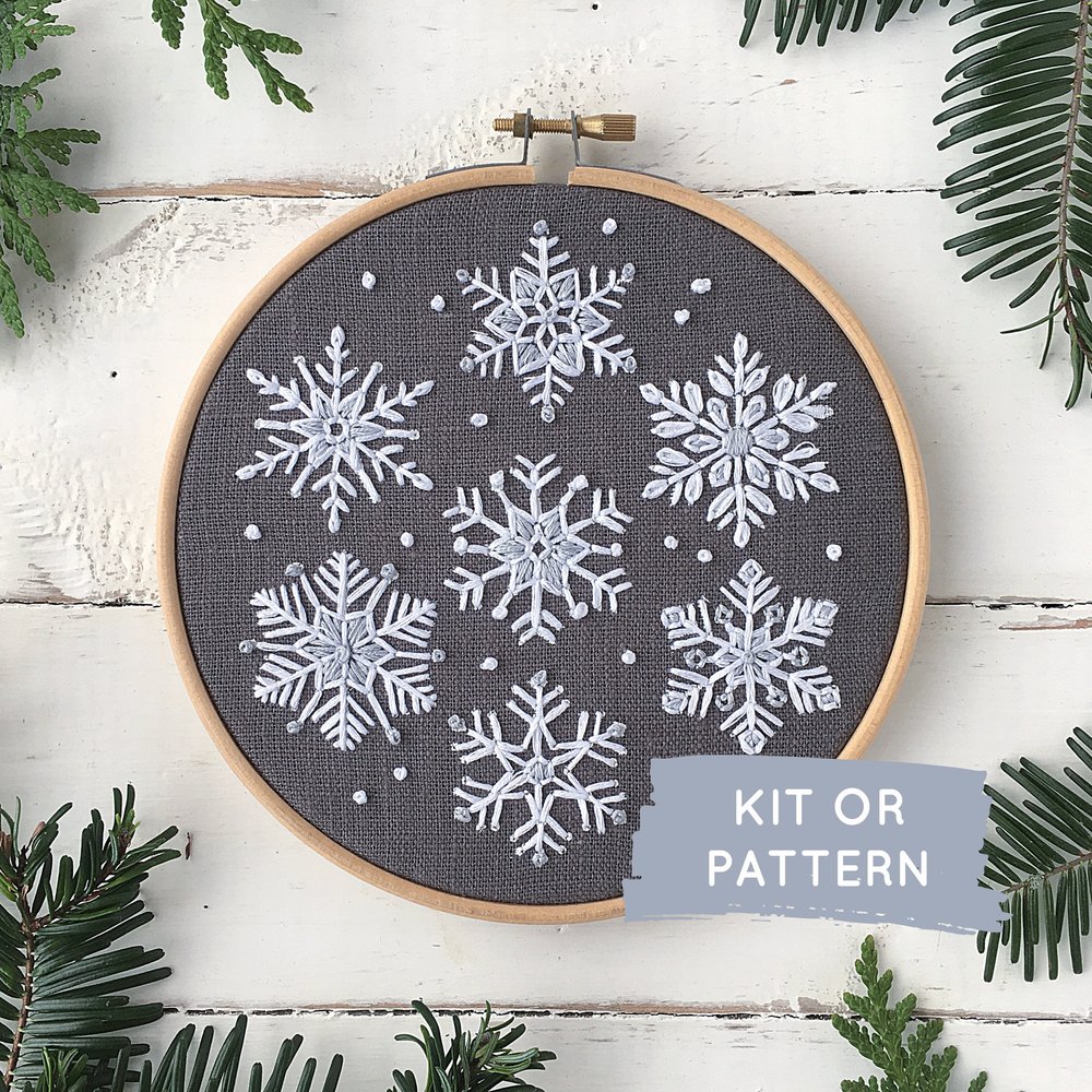 Winter embroidery kit, Snowflake embroidery kit, Christmas Embroidery kit,  Snowflake embroidery pattern, DIY craft kit, Beginner embroidery — I Heart  Stitch Art: Beginner Embroidery Kits + Patterns
