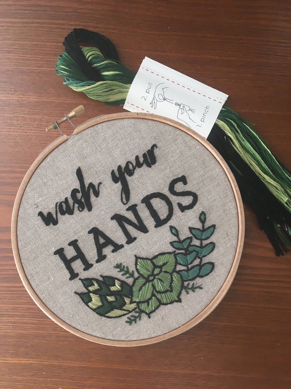 Wash Your Hands Embroidery Kit, Beginner Embroidery Kit, Wash Your