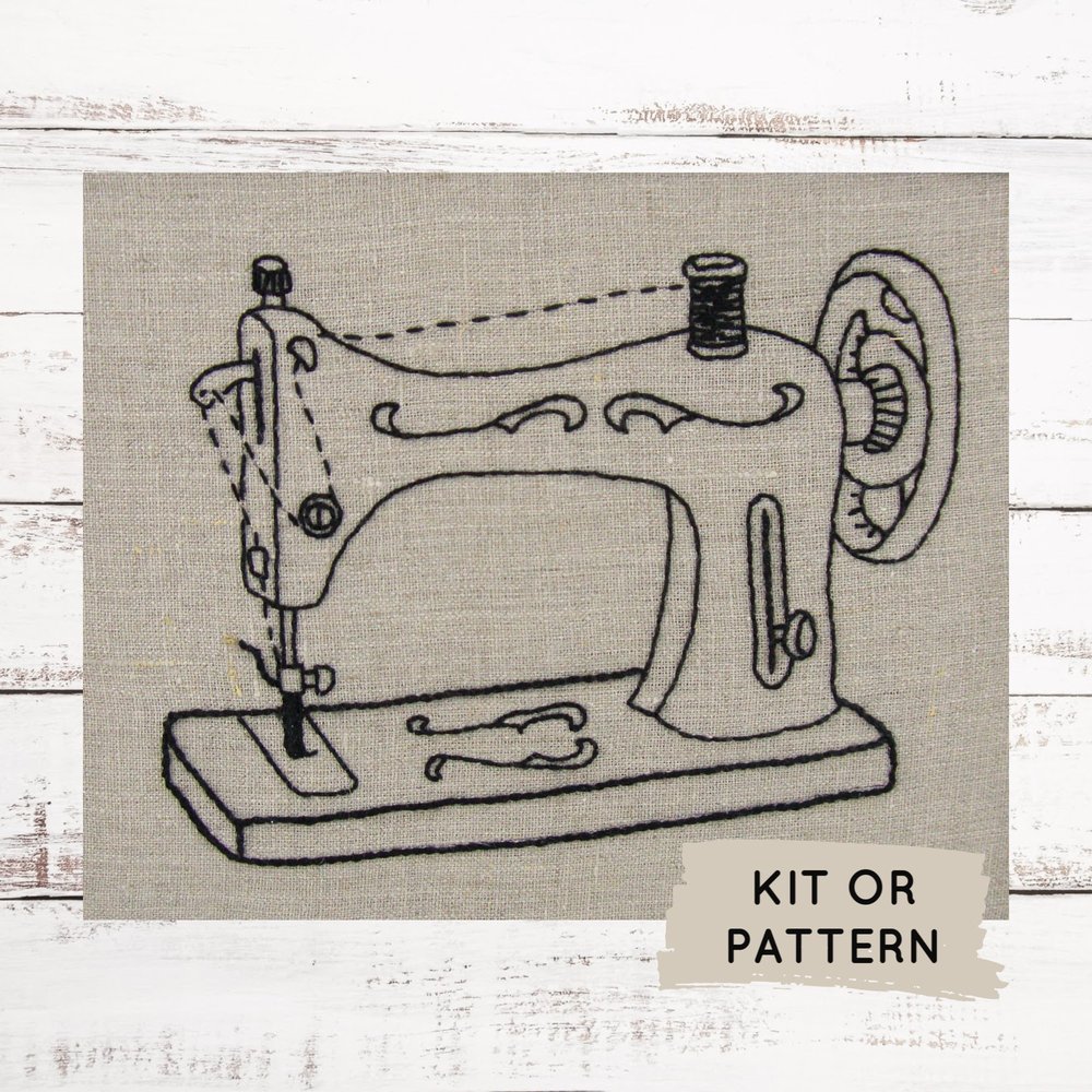 Embroidery kit, vintage sewing machine, embroidery pattern, gift for  sewist, DIY hoop art, modern embroidery, craft decor, iheartstitchart — I  Heart Stitch Art: Beginner Embroidery Kits + Patterns