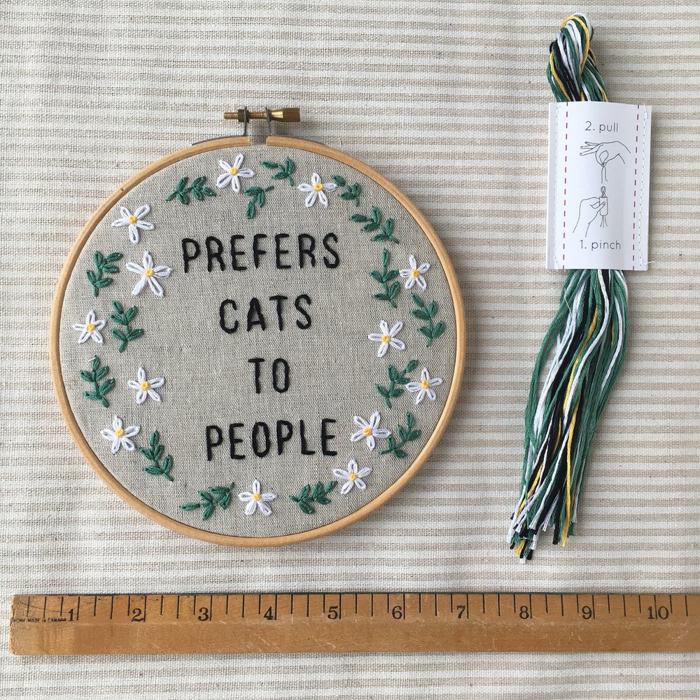 Prefers Cats To People: Funny Embroidery Kit — I Heart Stitch Art