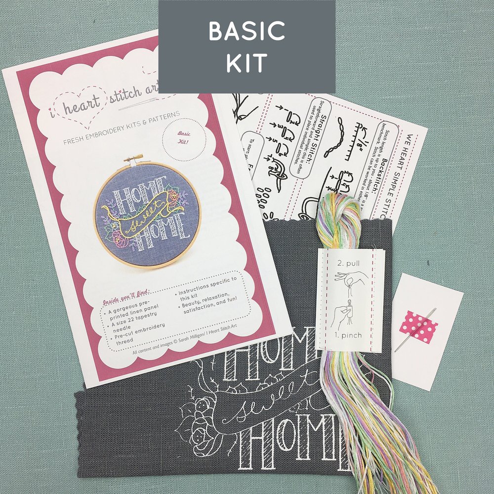 Embroidery Kit, Home Sweet Home, Beginner Embroidery Kit, Hand Embroidery  Pattern, DIY craft kit, Easy Embroidery, Housewarming Gift — I Heart Stitch  Art: Beginner Embroidery Kits + Patterns