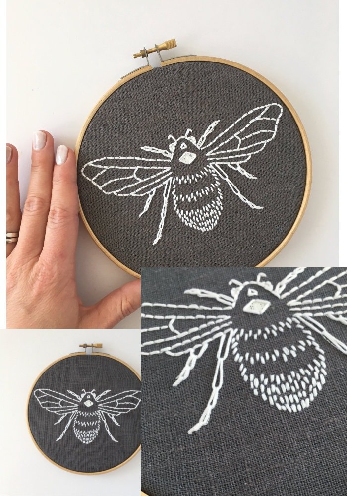Kit - Apple Blossoms & Honey Bees Hand Embroidery Kit - Beginner