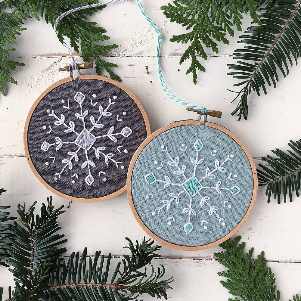 Christmas embroidery kit, Snowflake embroidery ornament kit, Kids