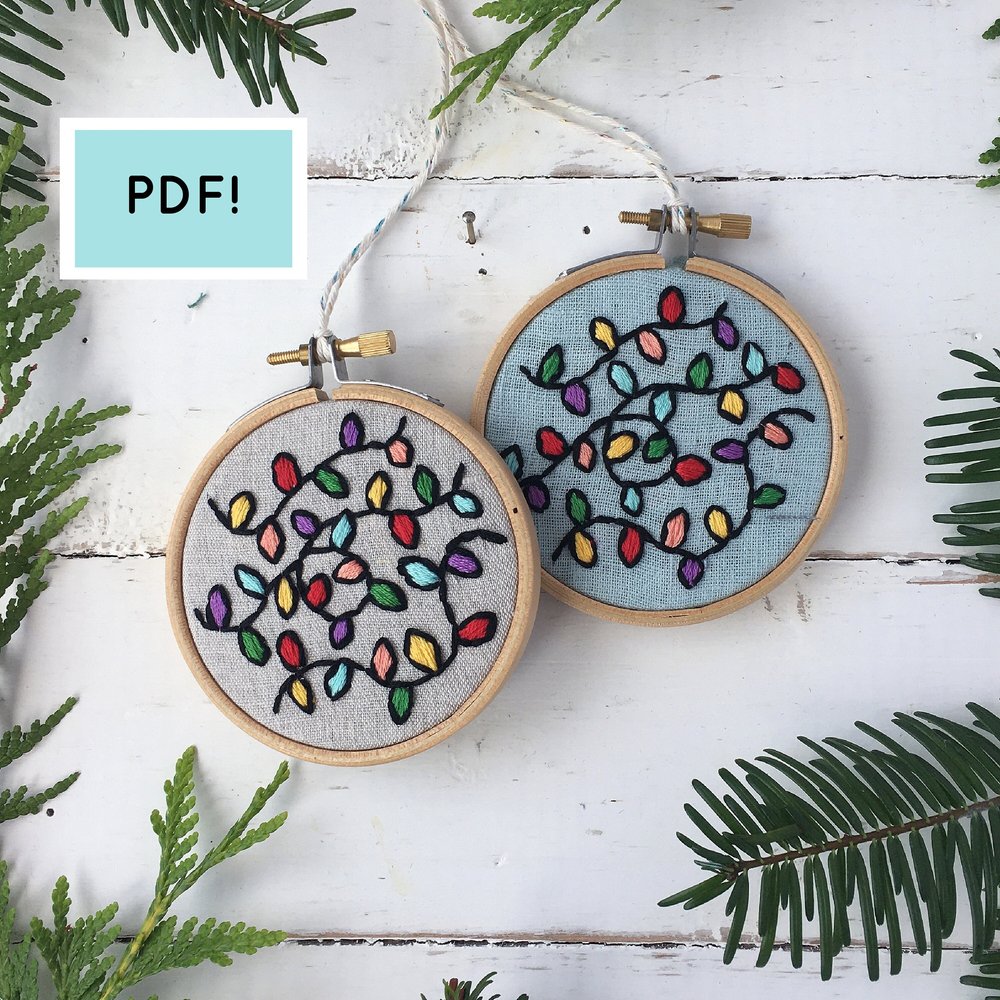 Christmas Lights Ornament Embroidery Pattern, LIT ornament embroidery  pattern, Christmas embroidery, Tangled Christmas Lights, DIY pattern — I  Heart