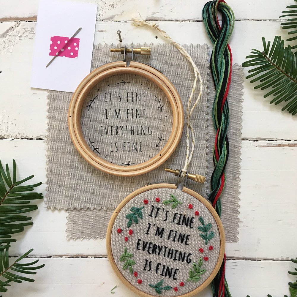 Embroidery kit, Funny Christmas ornament gift, DIY ornament embroidery kit,  FESTIVE AF Embroidery Kit, home craft Kit, Sarcastic Christmas — I Heart  Stitch Art: Beginner Embroidery Kits + Patterns