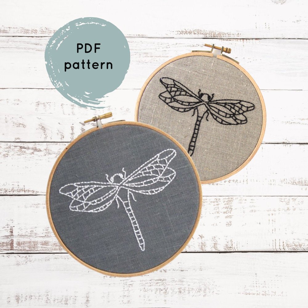 Modern embroidery kit, dragonfly embroidery pattern, easy DIY hoop art, beginner  embroidery kit, easy embroidery, dragonfly decor — I Heart Stitch Art: Beginner  Embroidery Kits + Patterns