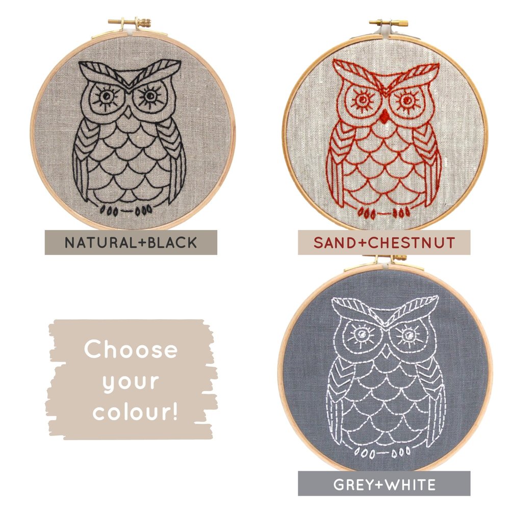 Owl Crewel Embroidery Kit - Easy Hand Embroidery Kits at Weekend Kits