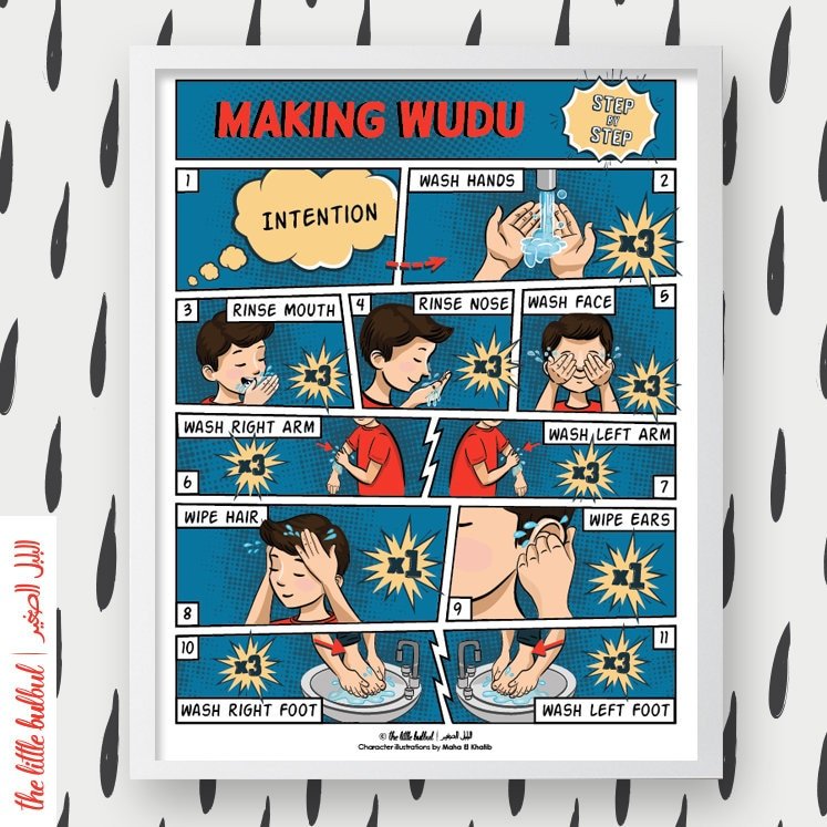 Digital Download Making Wudu {Boy | English}, Wudu, Wudu print, Wudu steps, Wudu for kids