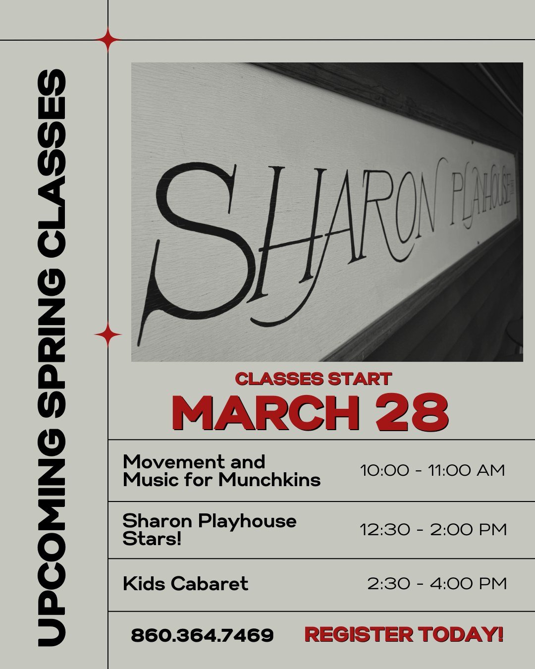 The spotlight is yours 🎤 Join our upcoming classes and let your creativity shine! 
Register for classes on our website: https://www.sharonplayhouse.org/classes