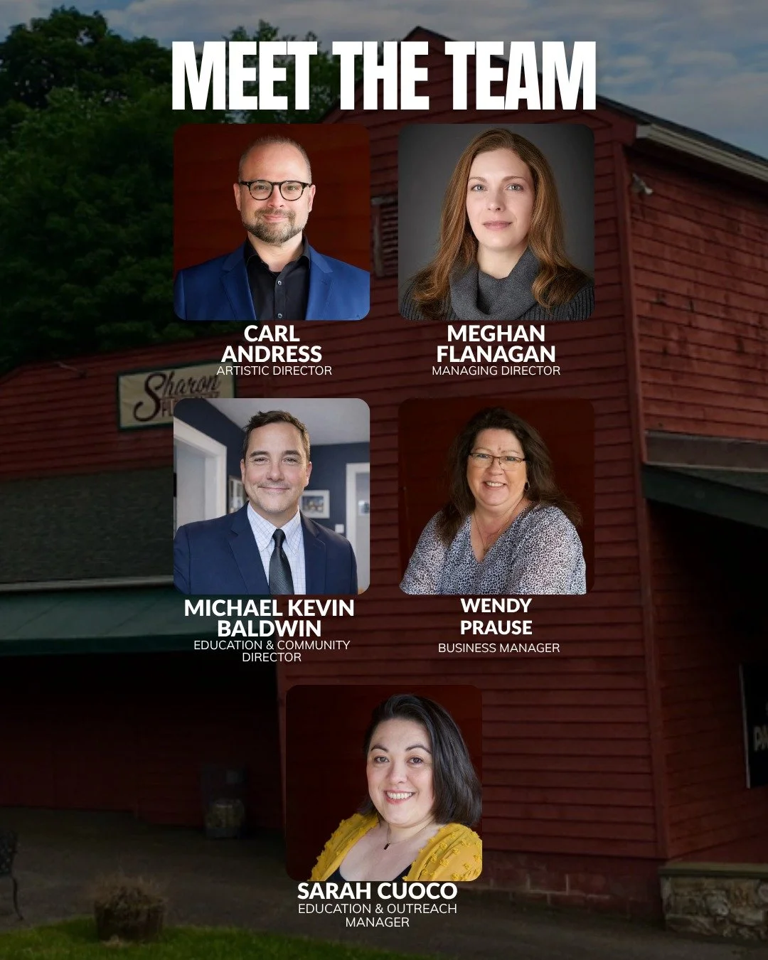 Meet the faces behind the magic ✨
Our Sharon Playhouse team is ready to bring another unforgettable season to life on stage and beyond.