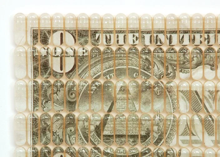 Bitter Pills (Recession ‘08) | (detail)
Archival digital print in gelcaps |
4.25” h x 10.75” w x 0.25” d |
2008 |