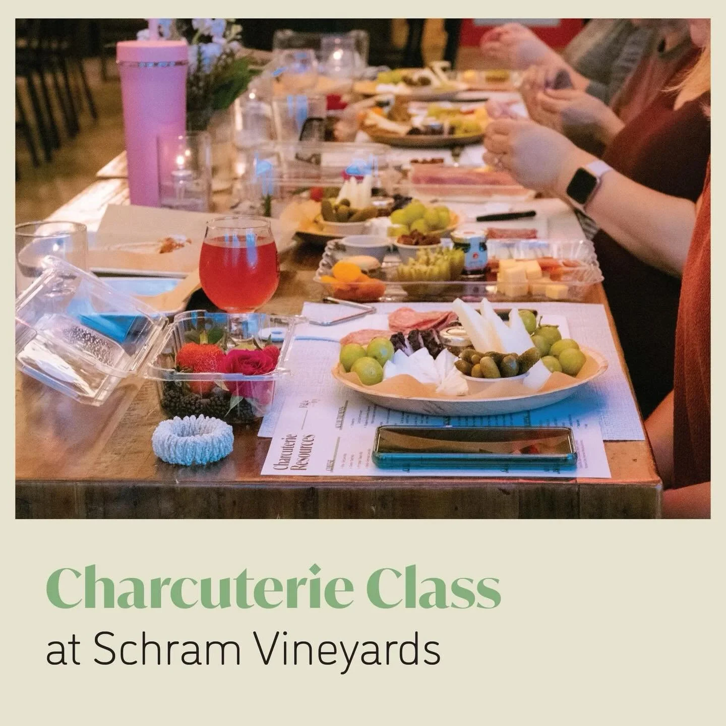 Join us for a beautifully curated charcuterie workshop at Schram Vineyards ✨

Learn the art of creating a stunning, well-balanced board&mdash;from ingredient pairing to elevated styling. This hands-on class will guide you step-by-step as you build yo